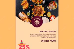 Mexican traditional dishes restaurant flyer template