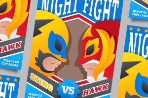 Mexican wrestler flyer design template