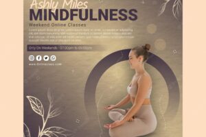 Mindfulness class squared flyer template