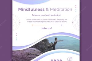 Mindfulness concept square flyer template