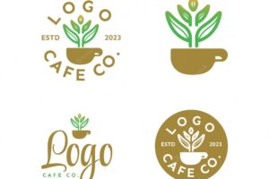 Minimal cafe and coffee logo editable logo template