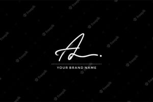 Minimalist signature lettering initial a logo design