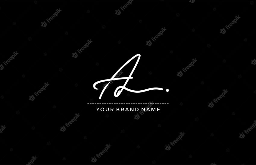 Minimalist signature lettering initial a logo design