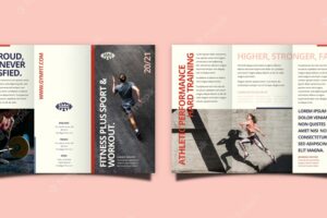 Minimalistic trifold brochure template with front and back