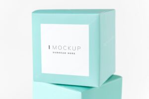 Mint green packaging box mockup