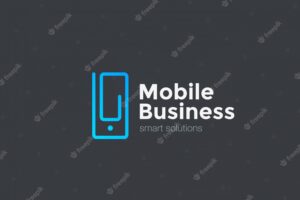 Mobile phone as clip logo icon. linear style