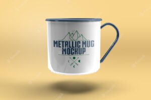 Mockup of metallic mug