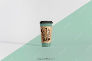 Mockup of tall coffee cup