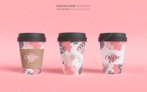 Mockup template with paper coffee cups