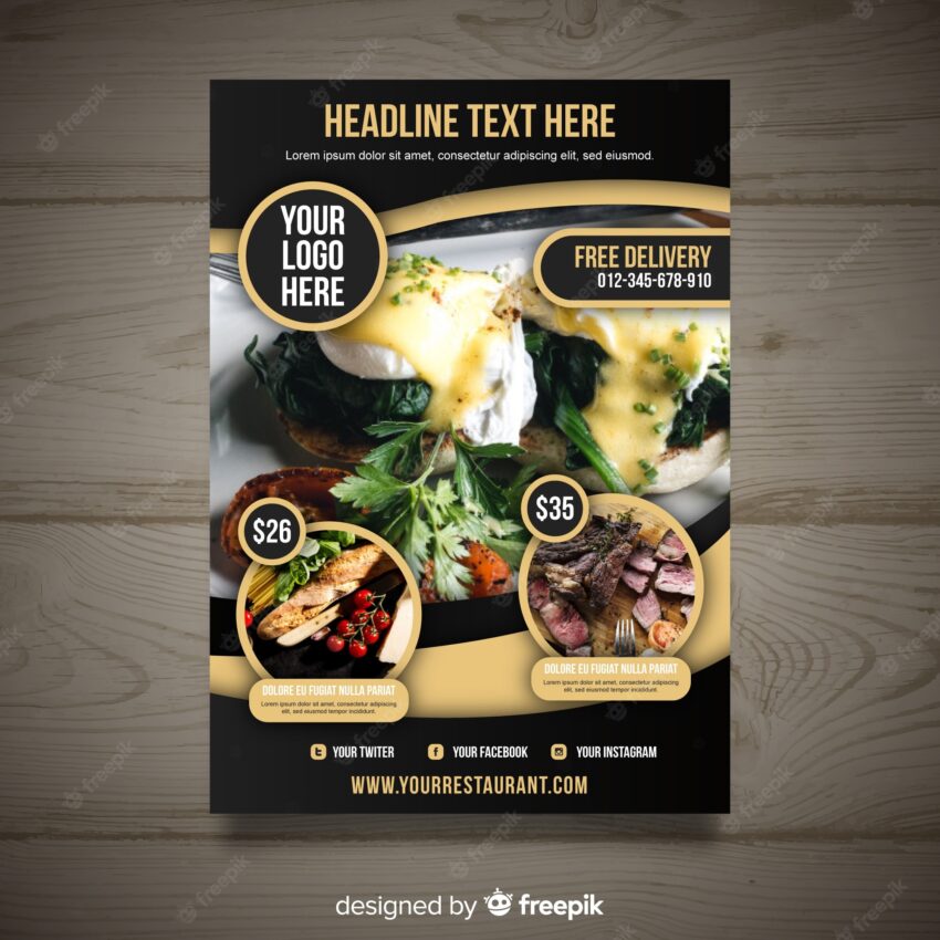 Modern gourmet restaurant flyer template
