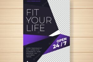 Modern gym flyer template with abstract design