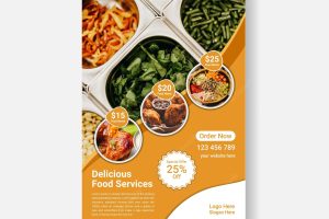 Modern restaurant food flyer template with circular shape