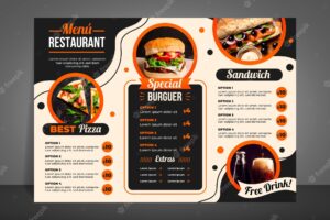 Modern restaurant menu for burgers