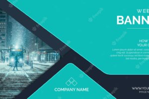 Modern website banner template with abstract shapes