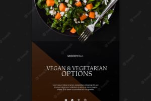 Moody food restaurant poster template with salad