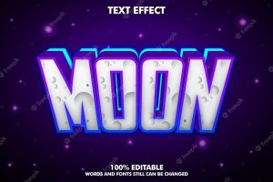 Moon editable text effect with neon light and shadow