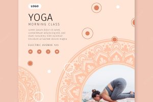 Morning yoga class square flyer template