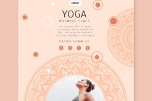 Morning yoga class square flyer