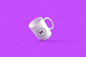 Mug on purple background mock up