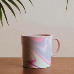 Mug  with pastel fluid art pattern