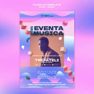 Music event print template in retro style