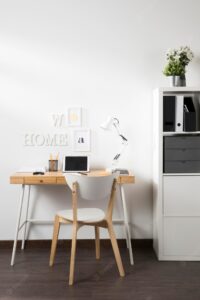 Neat and tidy workspace with tablet on desk