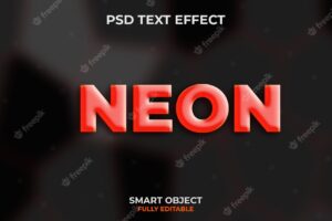 Neon editable psd 3d text effect