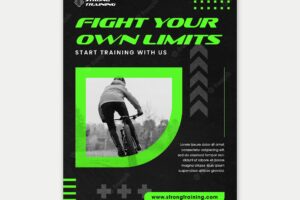 Neon green biking vertical poster template