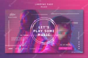 Neon landing page template for music with artist
