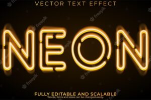 Neon light text effect editable retro and glowing text style