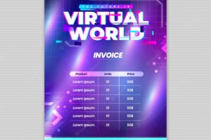 Neon virtual world poster template