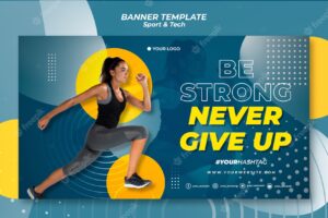 Never give up sport banner template
