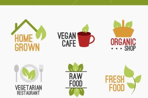 Nice logotypes of vegan food