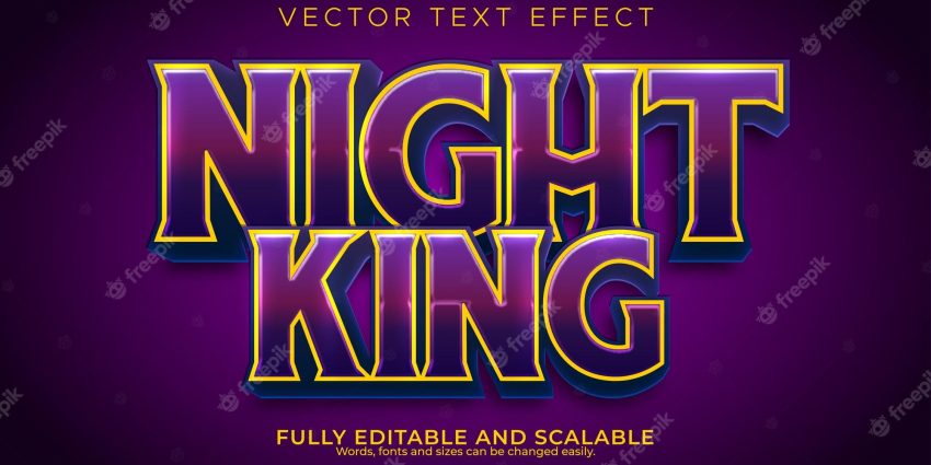 Night king text effect editable esport and knight text style