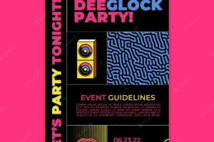 Night party vertical poster template in retro style