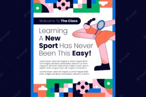 Open sports classes vertical poster template