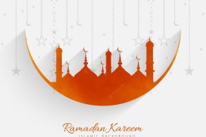 Orange mosque design for ramadan kareem