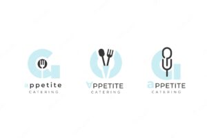 Pack of flat catering logo templates