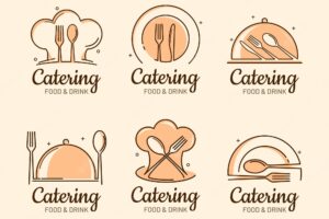 Pack of flat catering logo templates