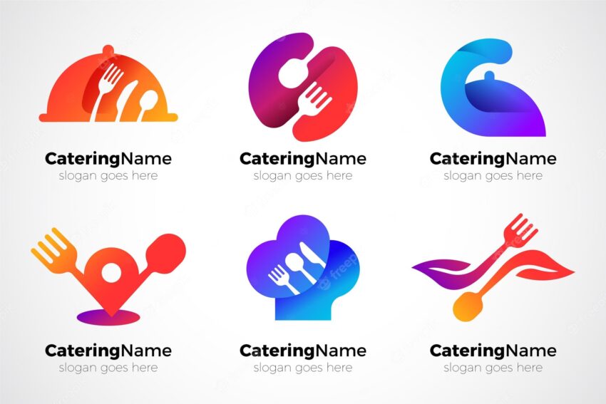 Pack of gradient catering logos