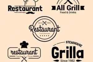 Pack of restaurant logos in vintage design