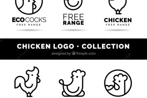 Pack of six linear chicken logos