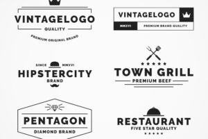 Pack of six vintage logos