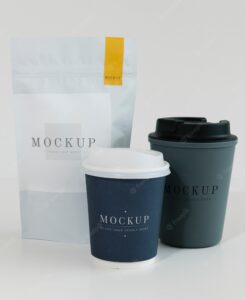 Packaging mockup for a coffee shop