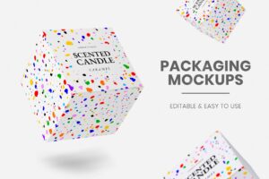 Packaging mockup psd with colorful crayon art
