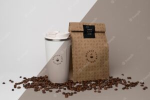 Paper bag with coffee mock up