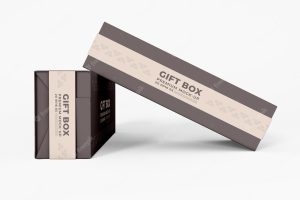 Paper gift box with cover mockup