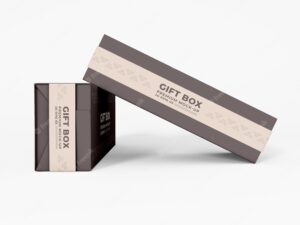 Paper gift box with cover mockup