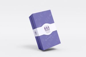 Paper gift box with cover sleeve mockup
