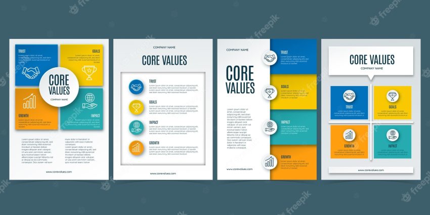 Paper style core values flyers